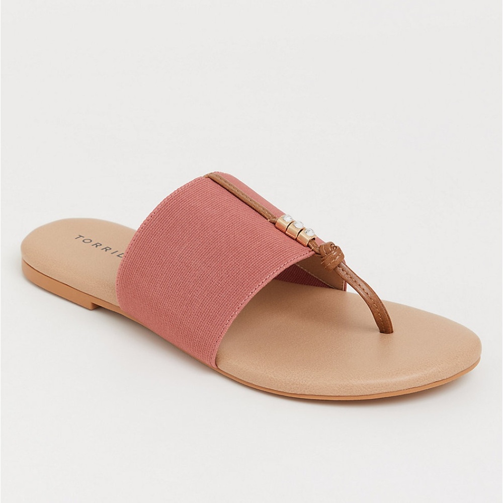 Torrid 9 10 W Sandals Blush Rhinestones Flats Shoe